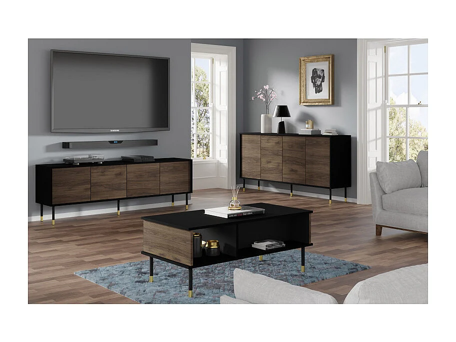 Buffet 4 portes Rani Bois et Noir