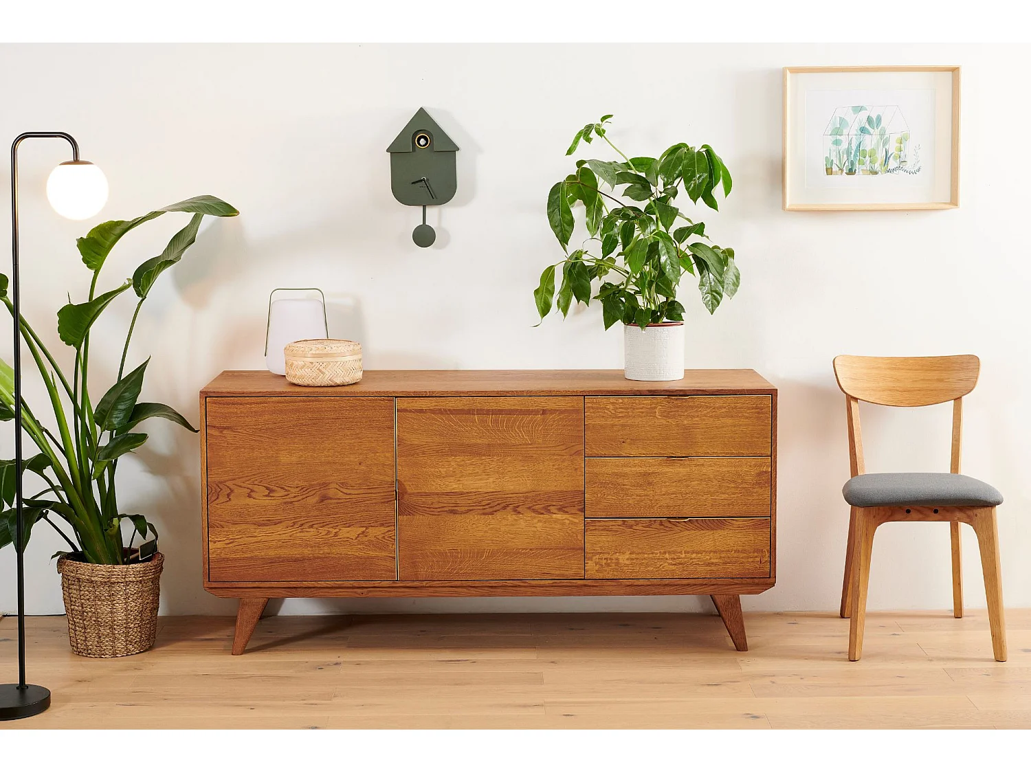 Buffet bas rétro en bois 2 portes et 3 tiroirs L160 bronze - MALLET