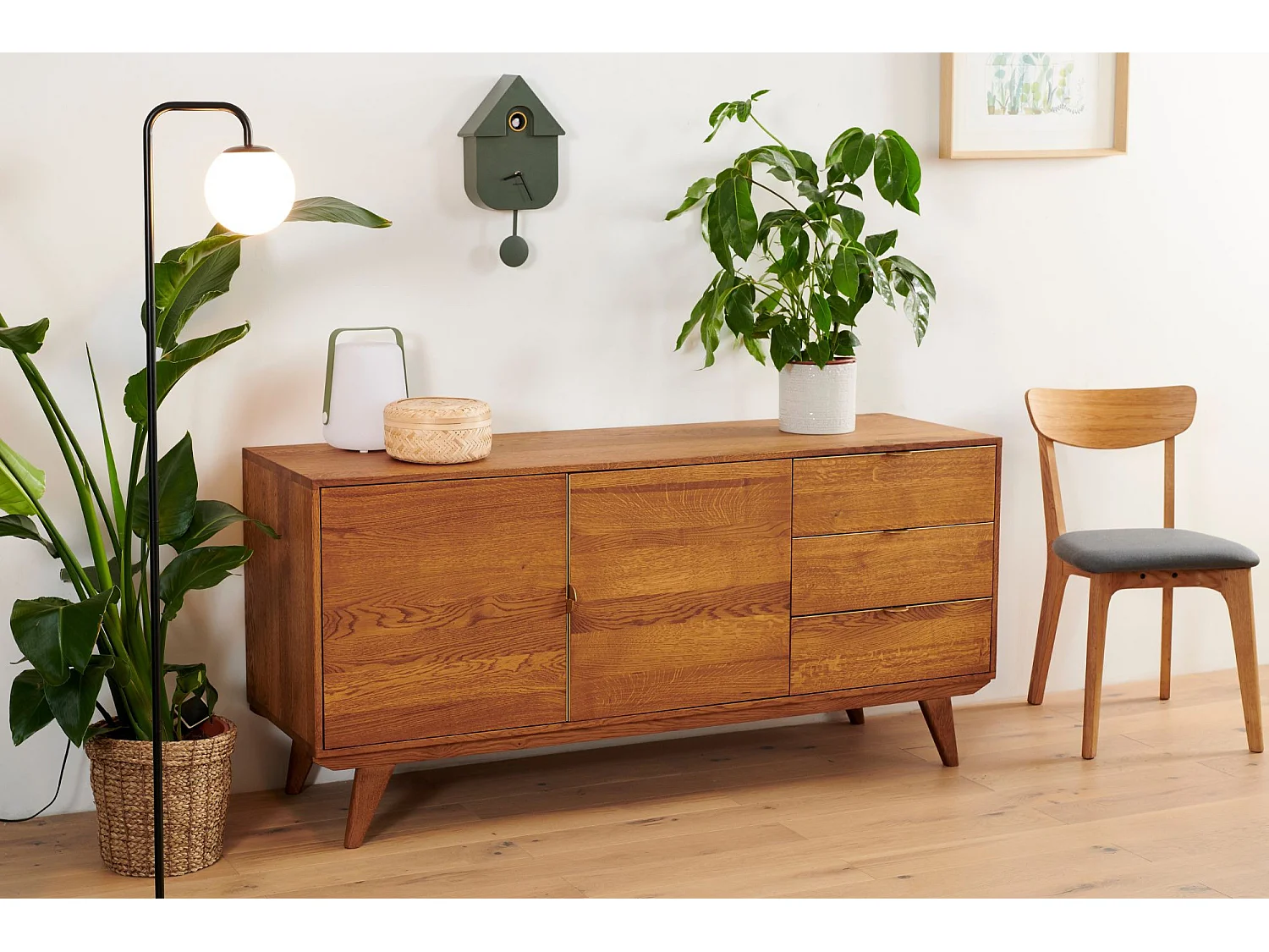 Buffet bas rétro en bois 2 portes et 3 tiroirs L160 bronze - MALLET