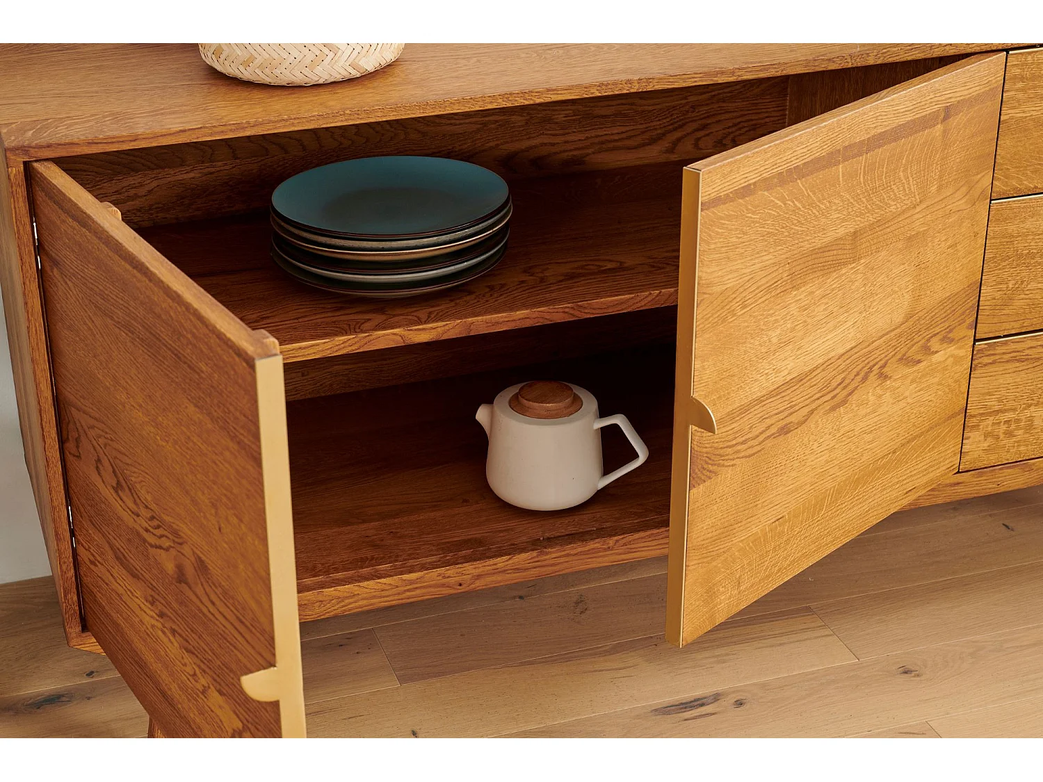 Buffet bas rétro en bois 2 portes et 3 tiroirs L160 bronze - MALLET