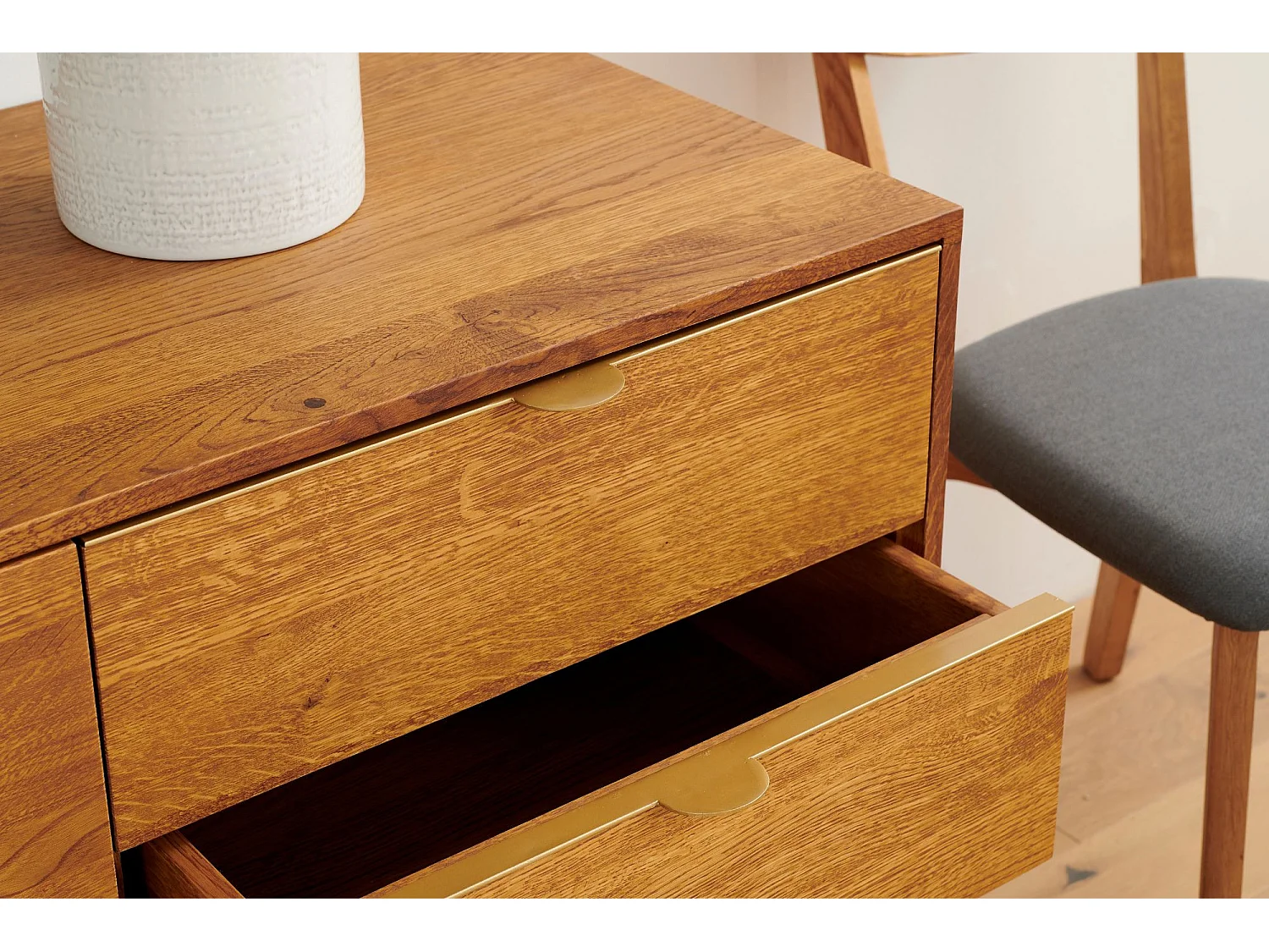 Buffet bas rétro en bois 2 portes et 3 tiroirs L160 bronze - MALLET