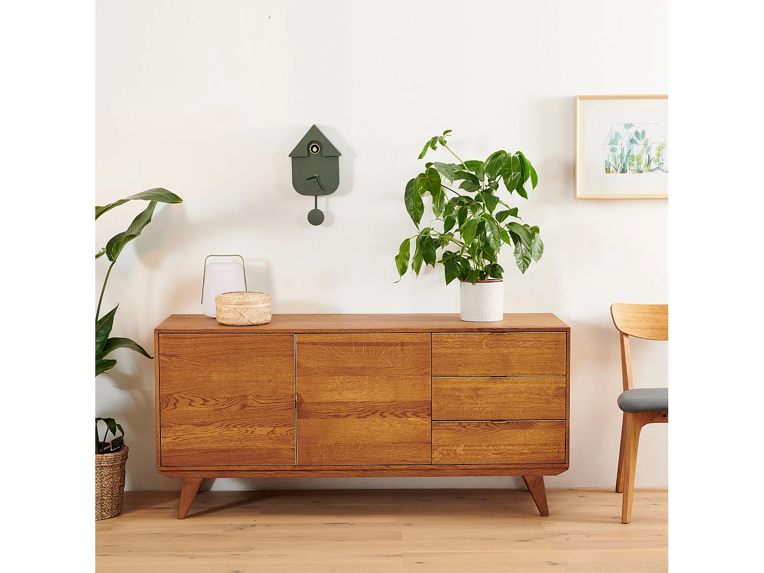 Buffet bas rétro en bois 2 portes et 3 tiroirs L160 bronze - MALLET