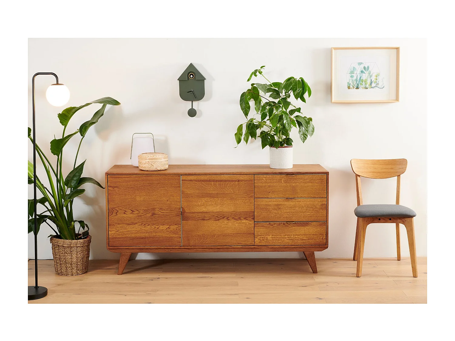 Buffet bas rétro en bois 2 portes et 3 tiroirs L160 bronze - MALLET