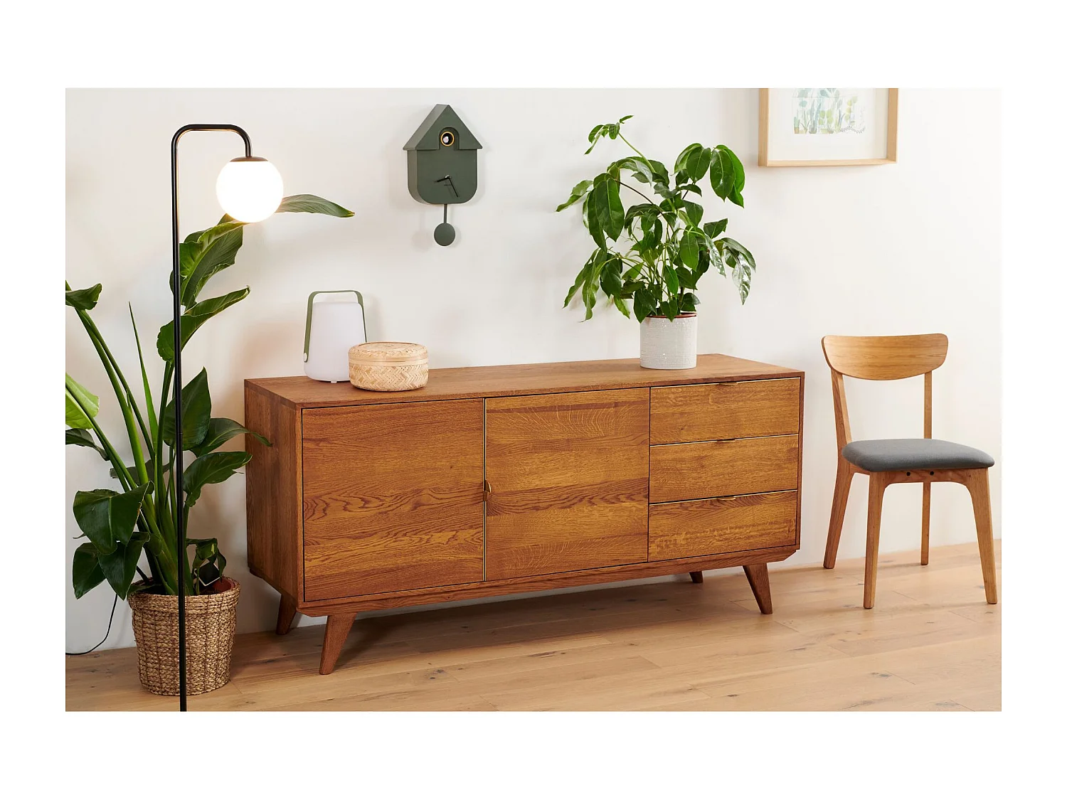 Buffet bas rétro en bois 2 portes et 3 tiroirs L160 bronze - MALLET