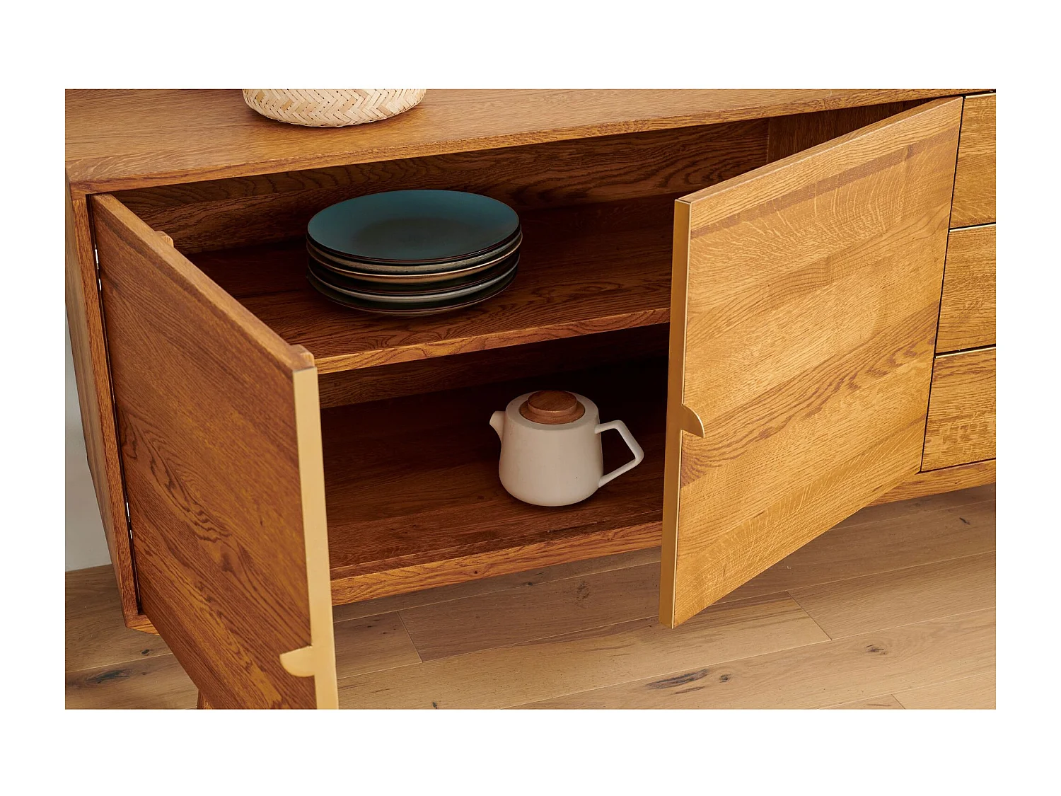 Buffet bas rétro en bois 2 portes et 3 tiroirs L160 bronze - MALLET