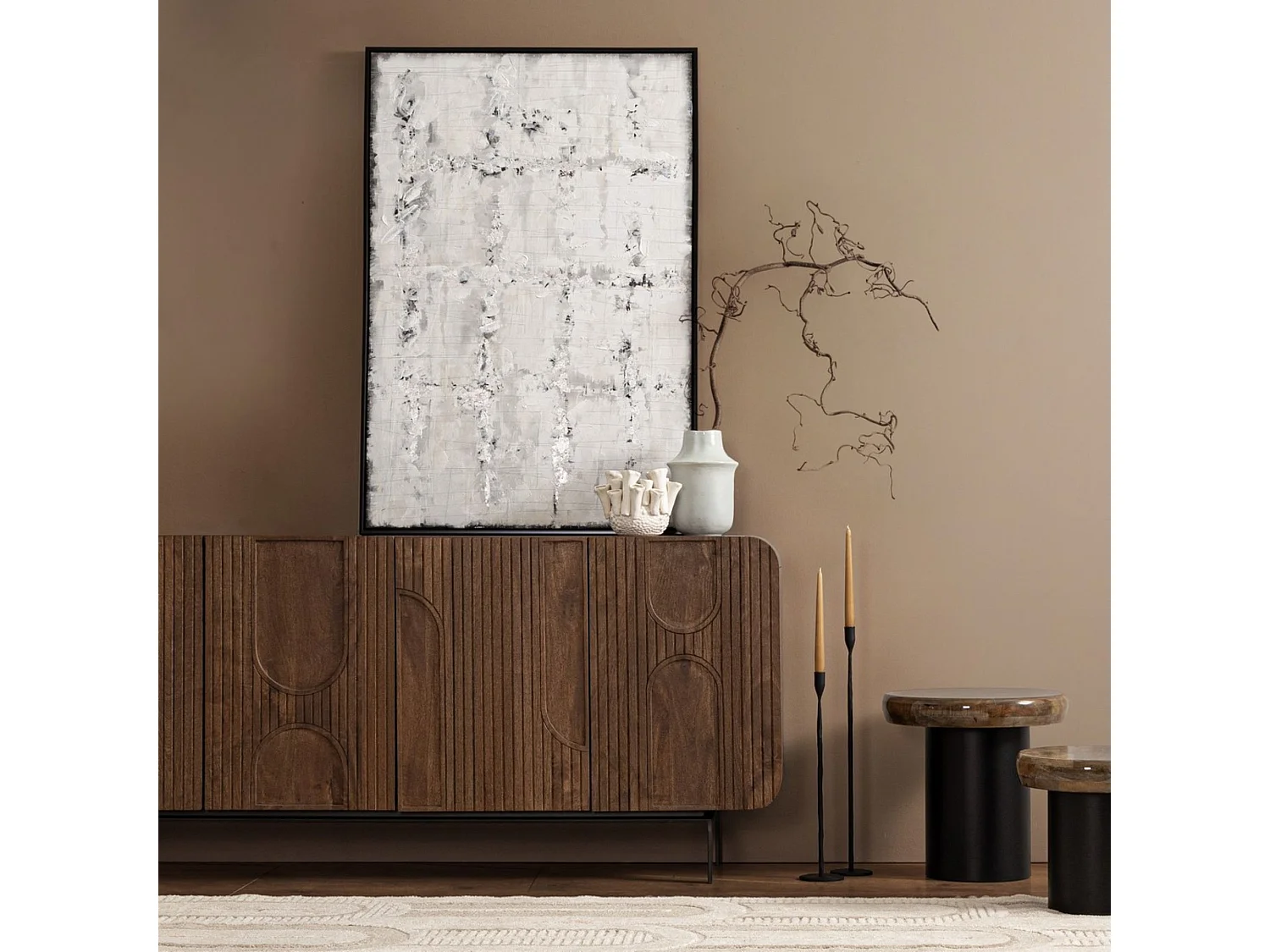 Buffet en bois de manguier 4 portes L180 - AGRA