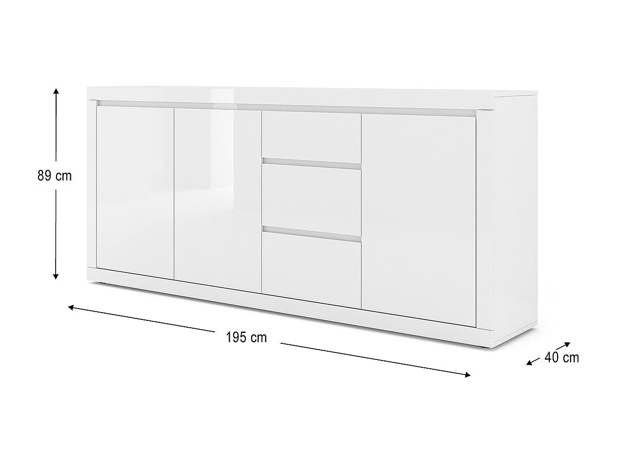 Aparador 3 portas 3 gavetas Olia branco 89cm