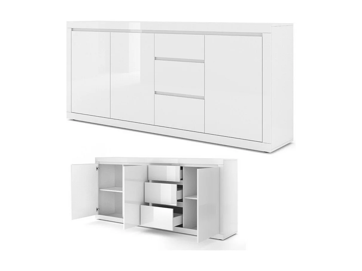 Aparador 3 portas 3 gavetas Olia branco 89cm