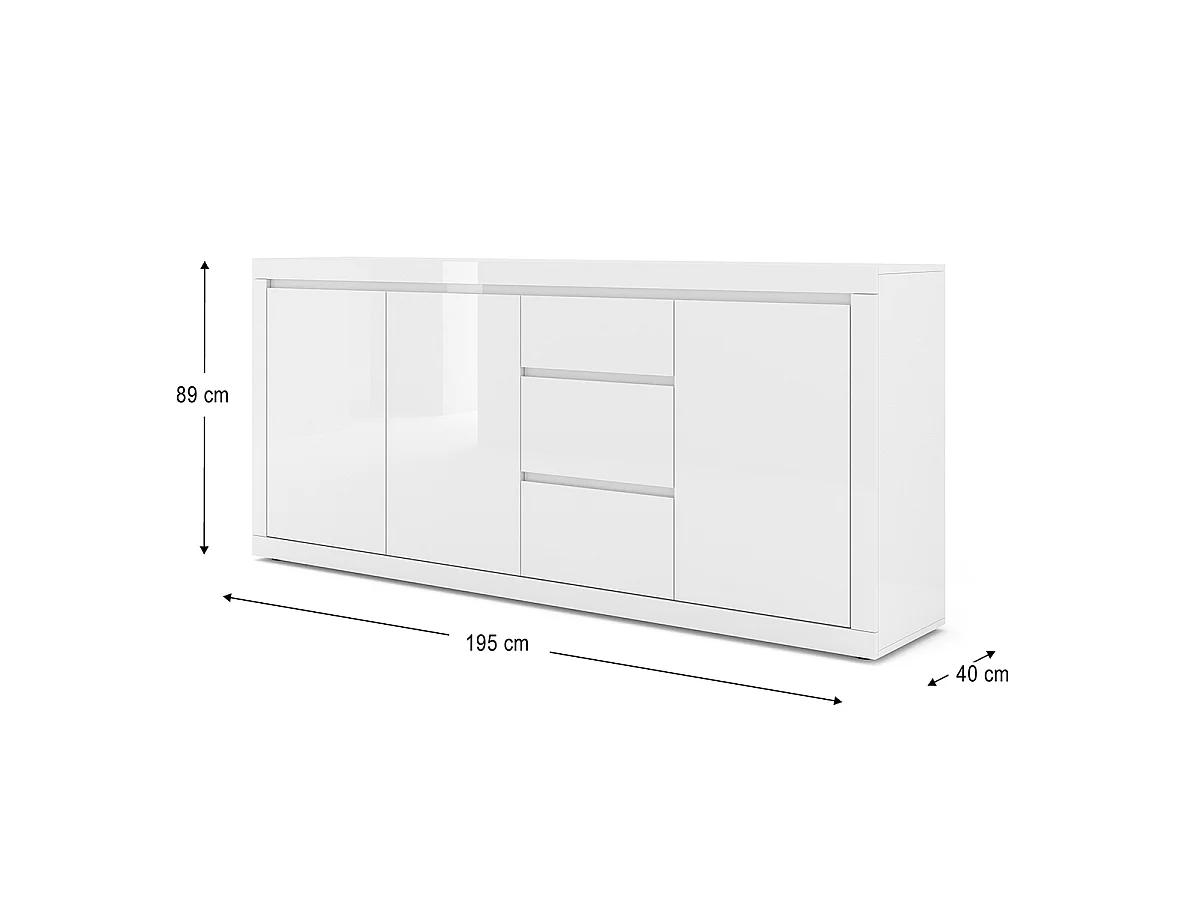 Olia Wit 3-deurs dressoir met 3 laden