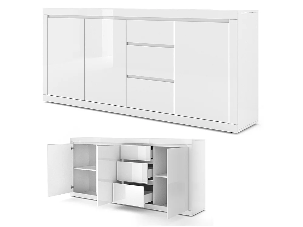 Olia Wit 3-deurs dressoir met 3 laden
