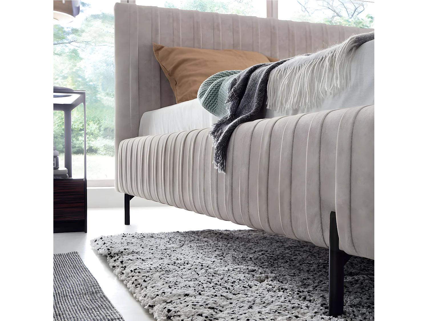 Letto con contenitore con base Ori beige 180x200