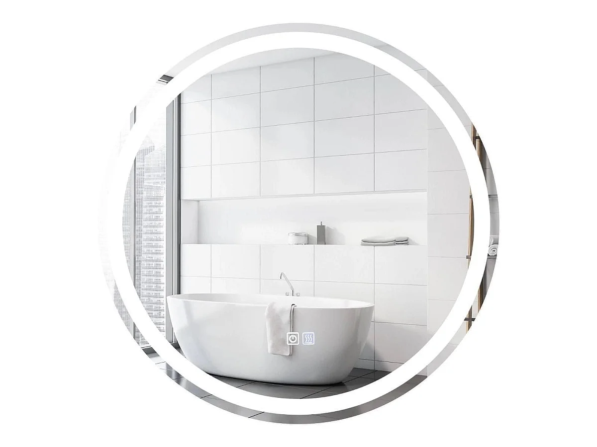 Miroir de Salle de Bain LED ø 60 cm avec 3 Eclairages Interrupteur Tactile et Fonction Anti-Buée