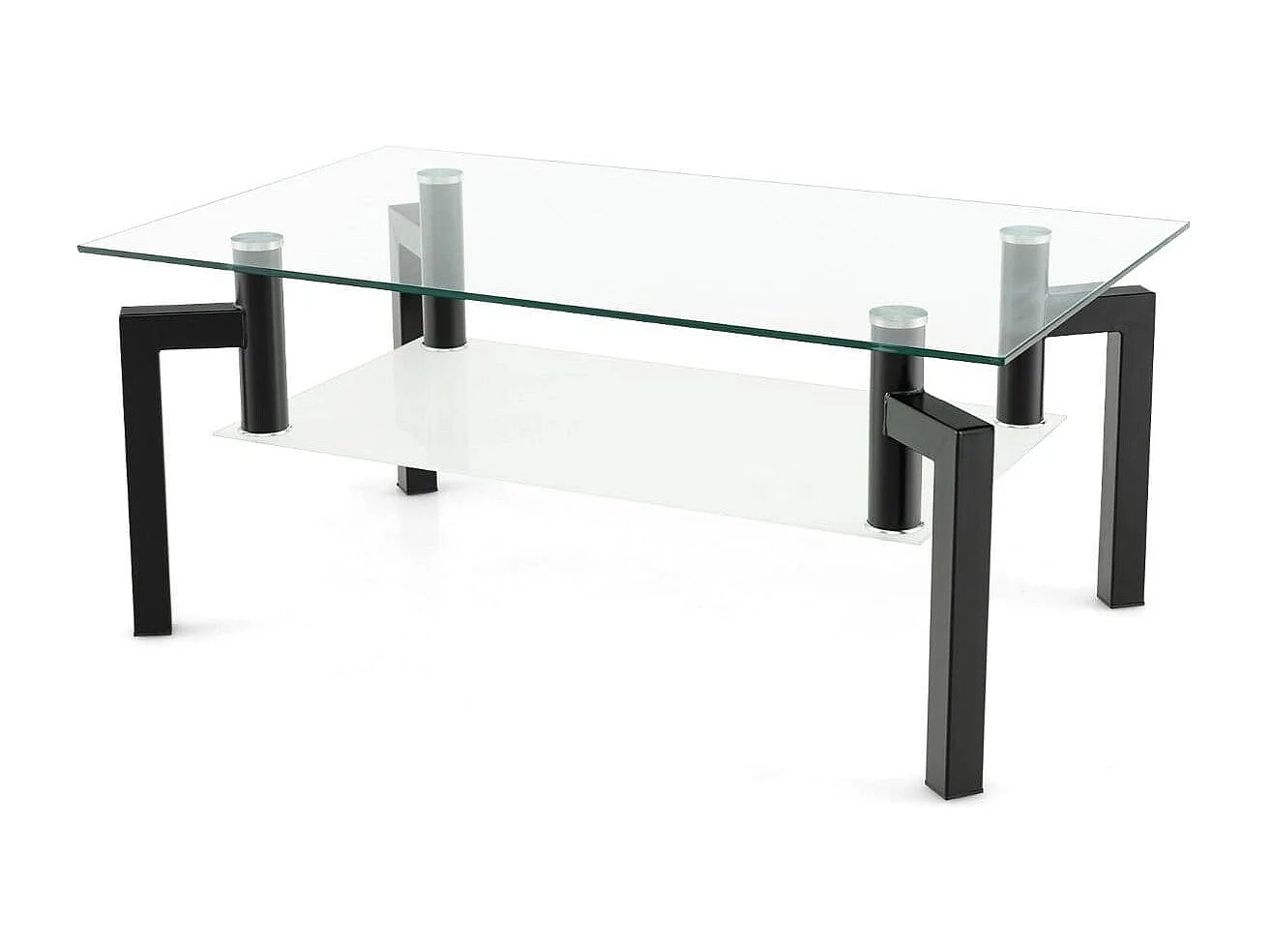 Rechteckiger Couchtisch aus Glas 2-Stufiger Moderner Kaffeetisch