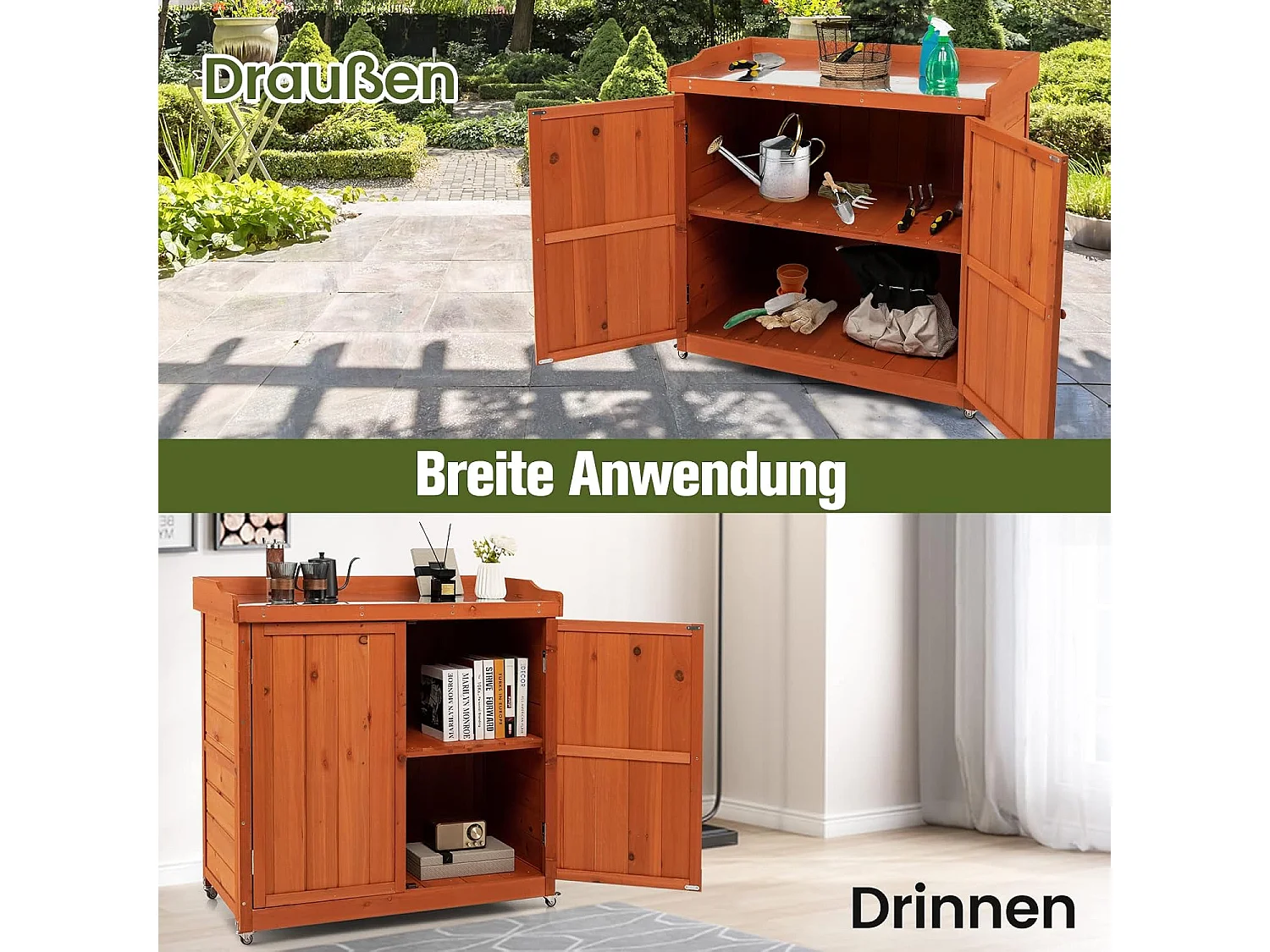 Gartenschrank auf Rollen