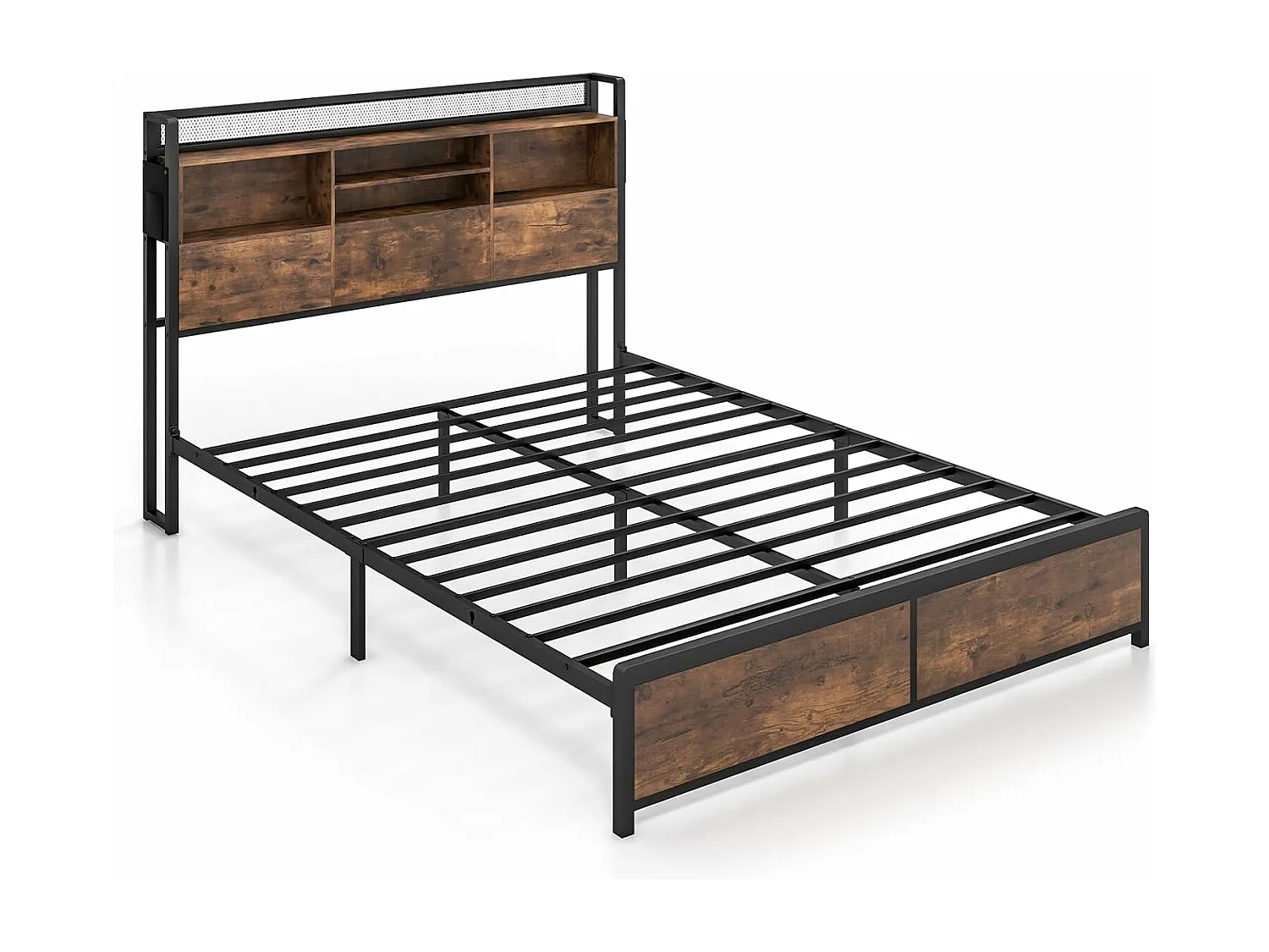 Bettgestell mit Ladestation und Lattenrost, Kopfteil mit Stauraum, ohne Matratze 160x200cm TG32866