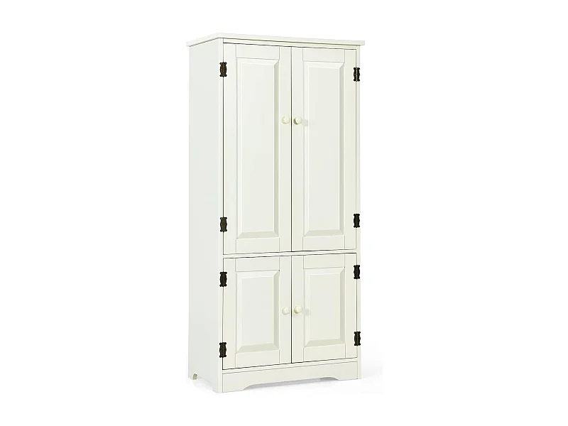 Mehrzweckschrank Vintage mit verstellbarem Regal Badschrank Flurschrank Garderobenschränke Kommode für Küche Wohn- & Schlafzimmer Weiß VL32221