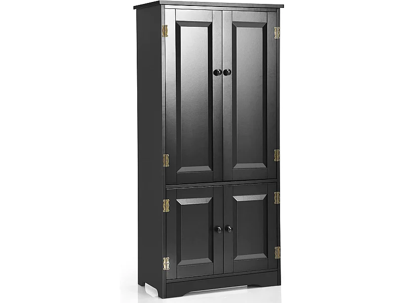 Mehrzweckschrank Vintage mit verstellbarem Regal Badschrank Flurschrank Garderobenschränke Kommode für Küche Wohn- & Schlafzimmer Schwarz VL32221