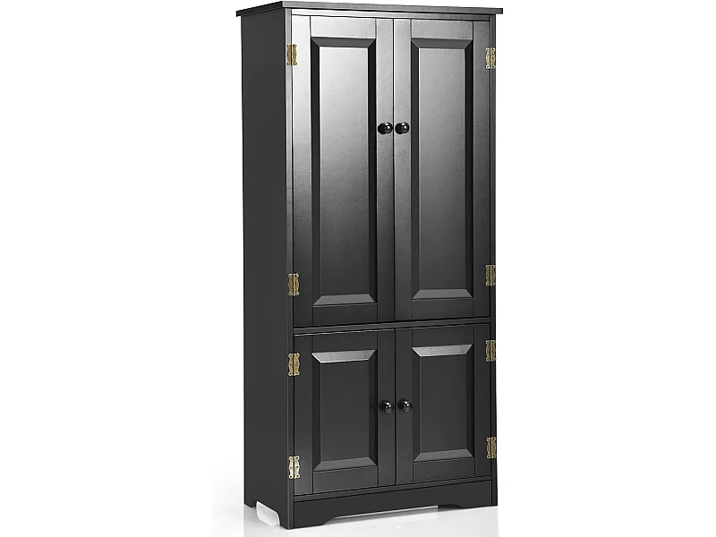 Mehrzweckschrank Vintage mit verstellbarem Regal Badschrank Flurschrank Garderobenschränke Kommode für Küche Wohn- & Schlafzimmer Schwarz VL32221