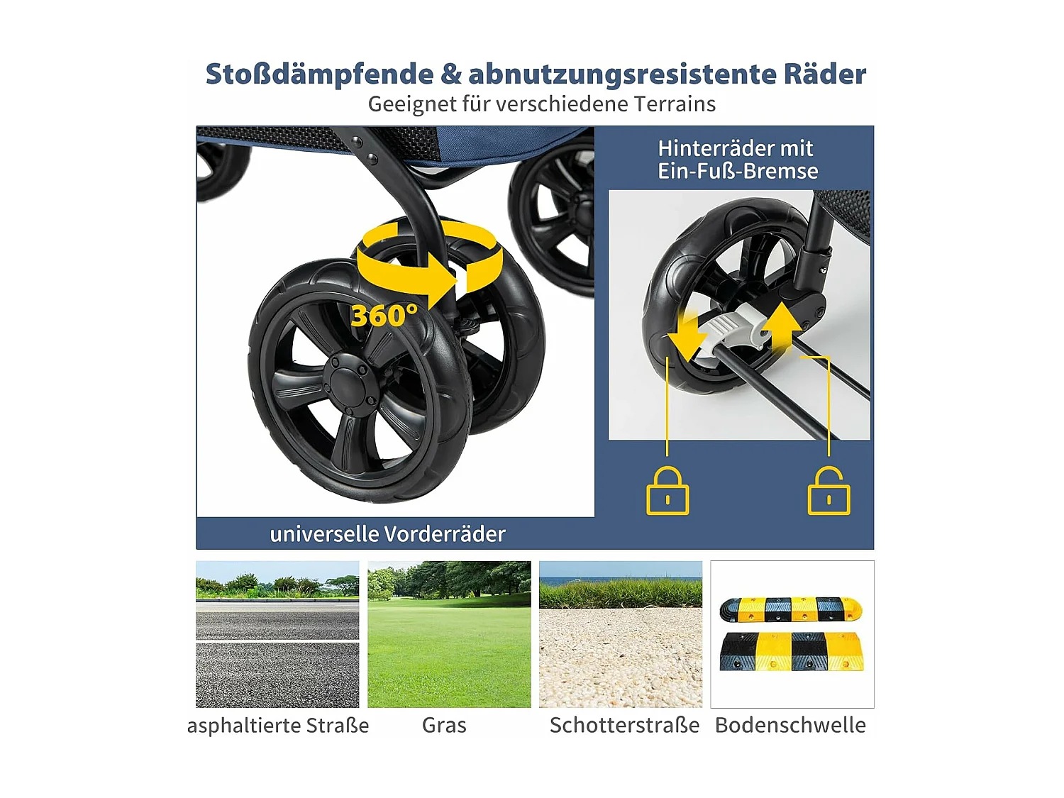 Hundewagen klappbar, Hundebuggy bis 40 kg, Hundetrolley mit Kissen, Netzfenstern, 2 Türen BI32296