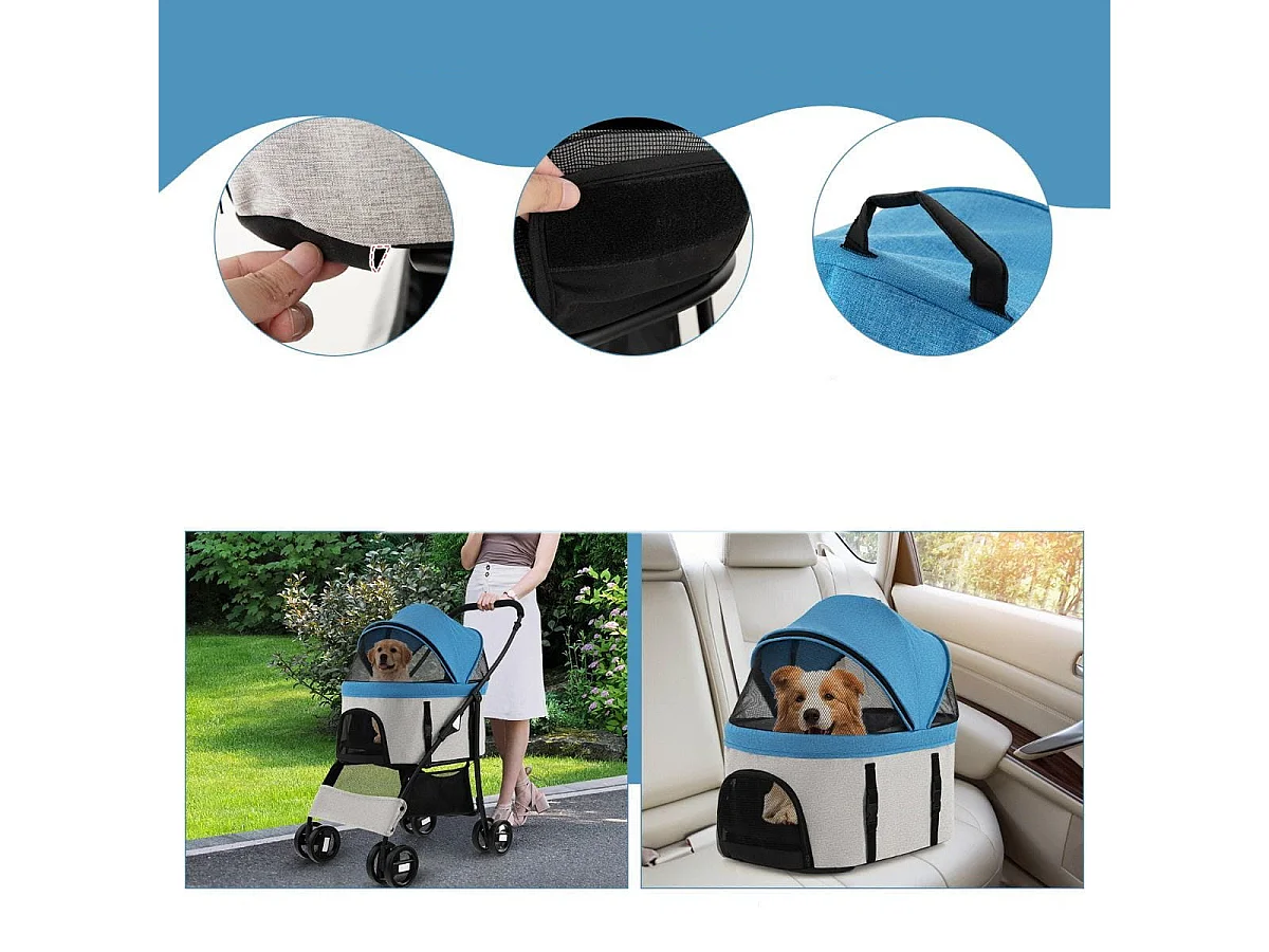Chariot pour animaux avec siège auto Transporter pour animaux