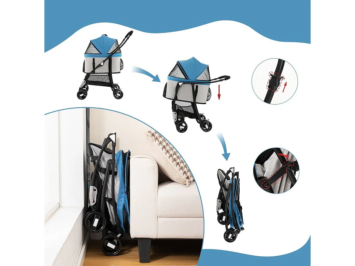 Chariot pour animaux avec siège auto Transporter pour animaux