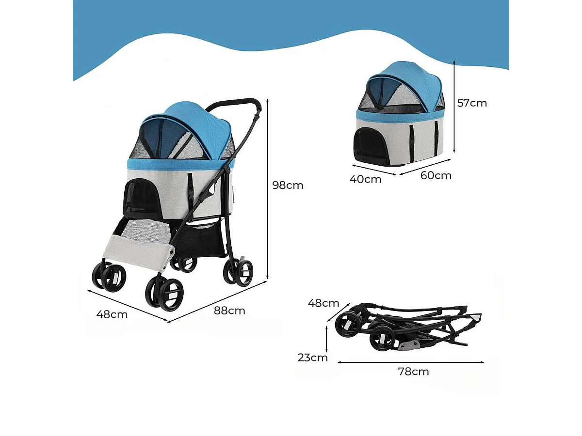 Chariot pour animaux avec siège auto Transporter pour animaux