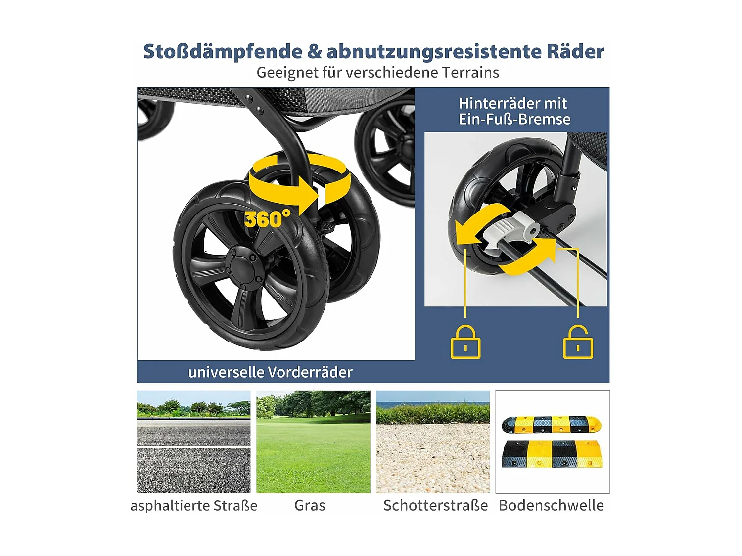 GYMAX Hundewagen Klappbar Bis 40kg - Grauer Haustierwagen Mit Rädern