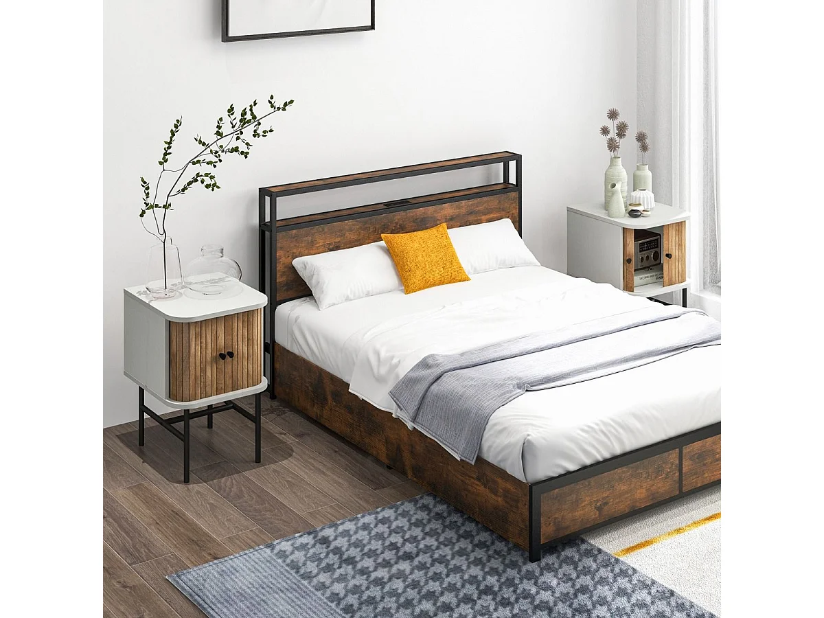 Nachttisch mit Schiebetüren Nachtschrank mit Stauraum 40 x 39 x 49 cm Weiß