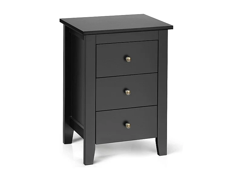 Nachttisch mit 3 Schubladen Nachtschrank für Boxspringbett 46 x 37 x 65 cm Schwarz
