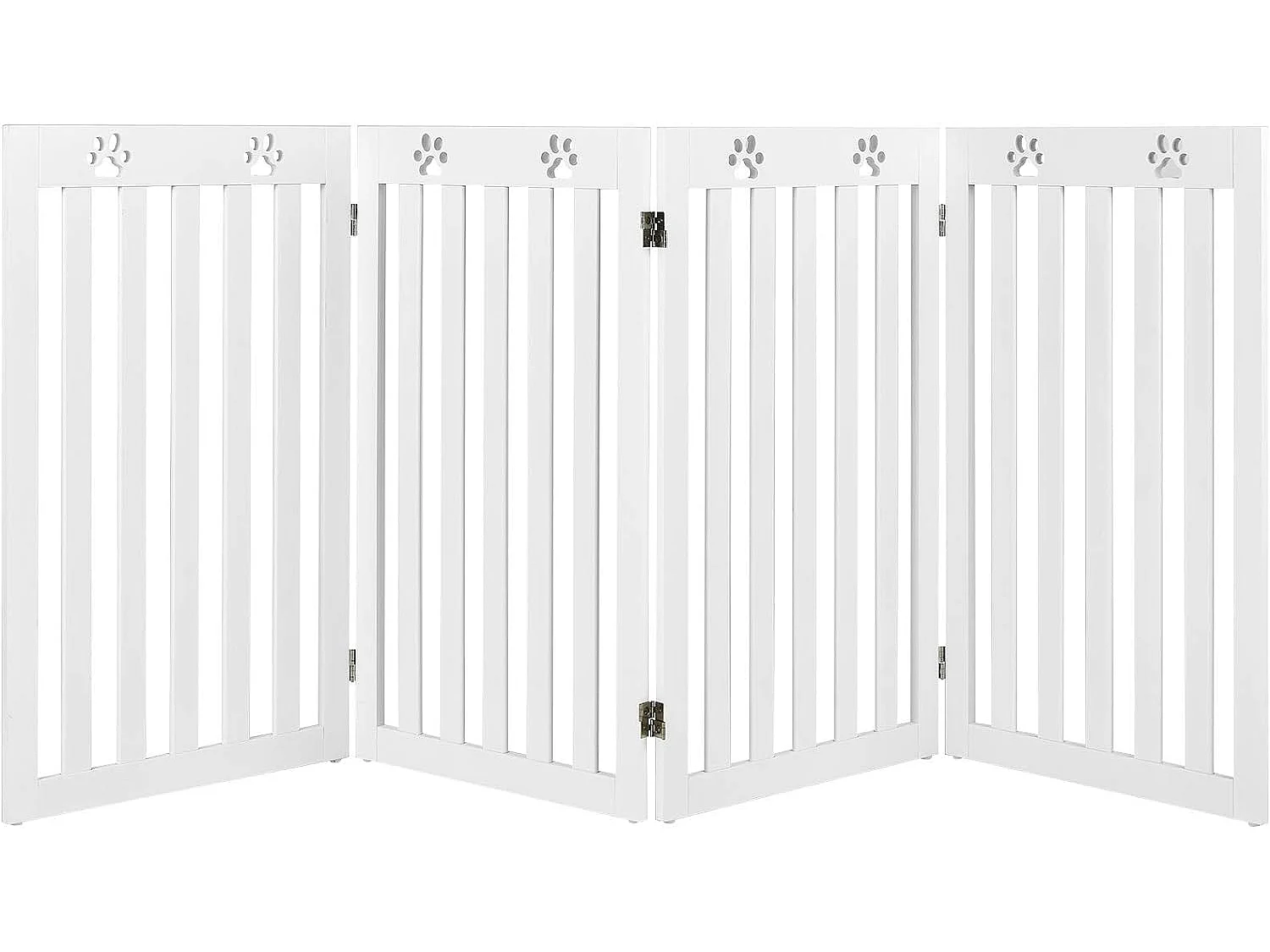 Absperrgitter Hunde 89cm Hoch, Schutzgitter Holz, Kindergitter klappbar, Treppengitter Hundeabsperrgitter flexibel Türschutzgitter (4 Paneelen, Weiß) BE9625