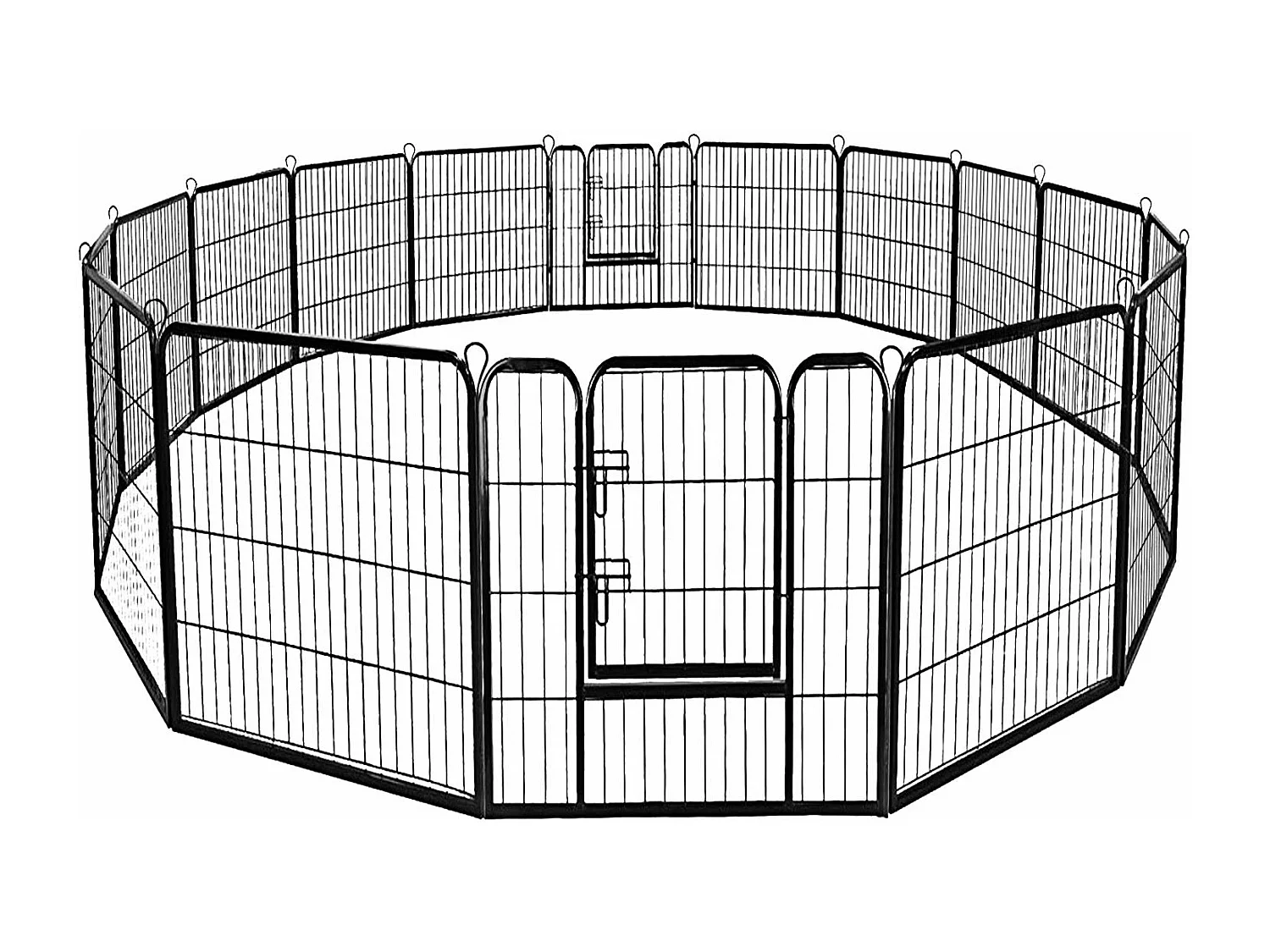 8-teiliger Welpenlaufstall Welpenzaun Tier Hundegehege Absperrgitter mit abschliessbarer Tür, für Hund, Katze, Kaninchen, schwarz
