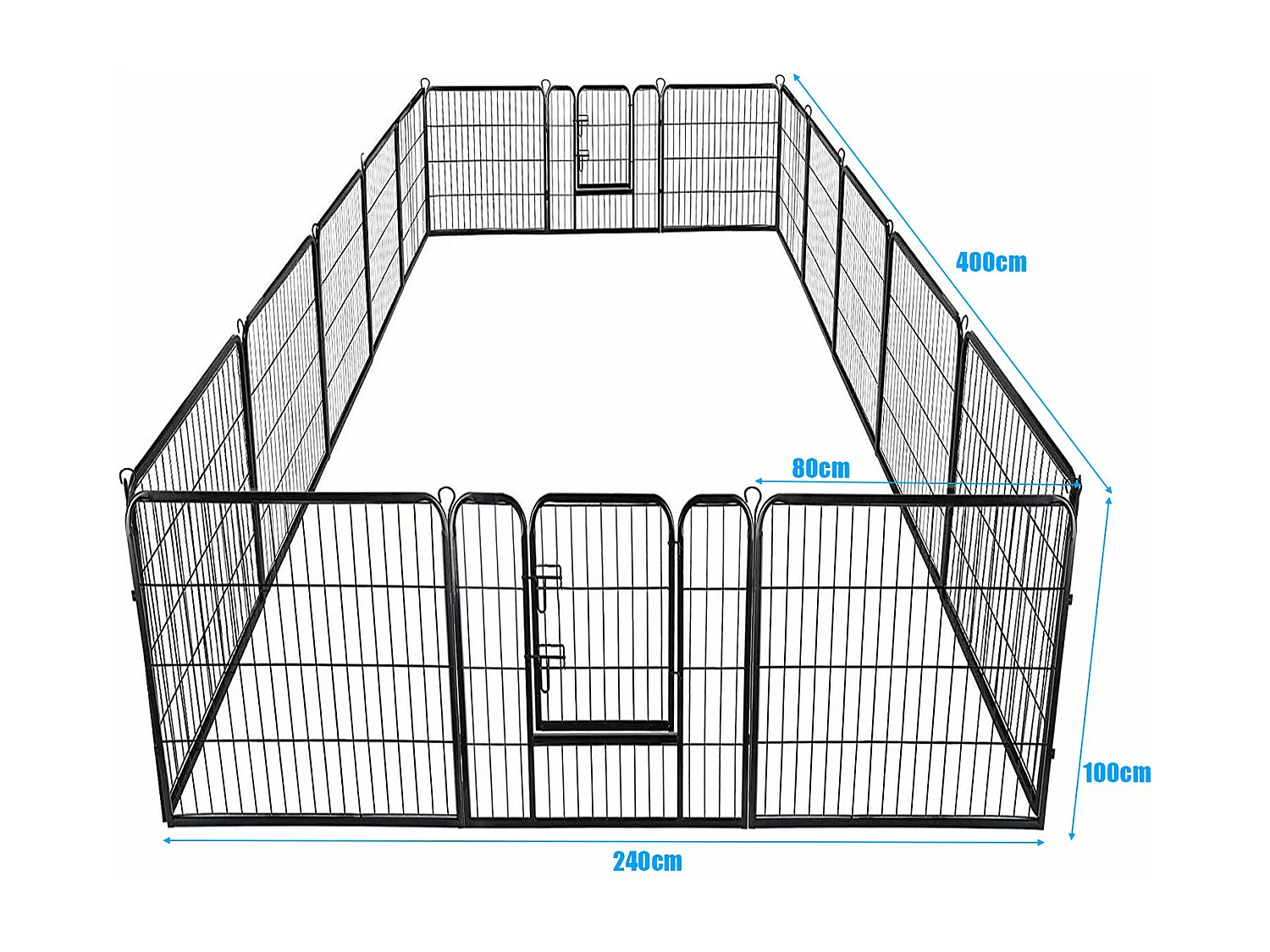 8-teiliger Welpenlaufstall Welpenzaun Tier Hundegehege Absperrgitter mit abschliessbarer Tür, für Hund, Katze, Kaninchen, schwarz