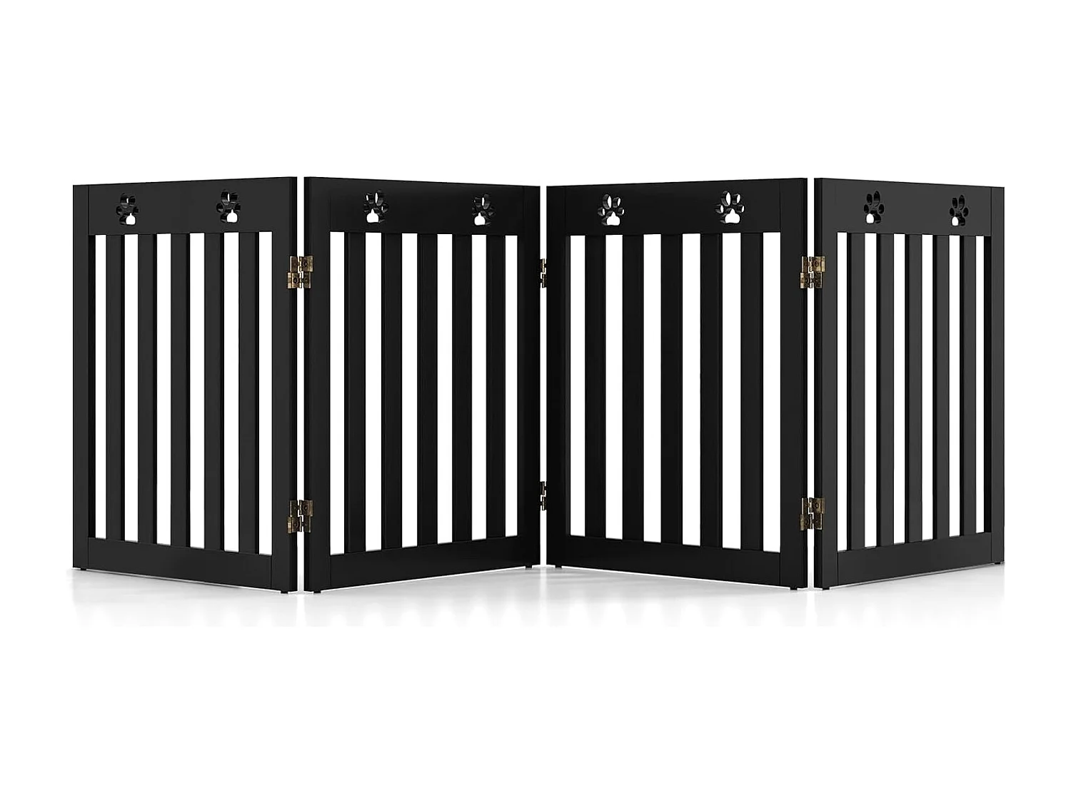 Absperrgitter Hunde, Schutzgitter Holz, Kindergitter klappbar, Treppengitter 60cm Hoch, Hundeabsperrgitter flexibel Türschutzgitter (4 Paneelen, Braun) BE9623