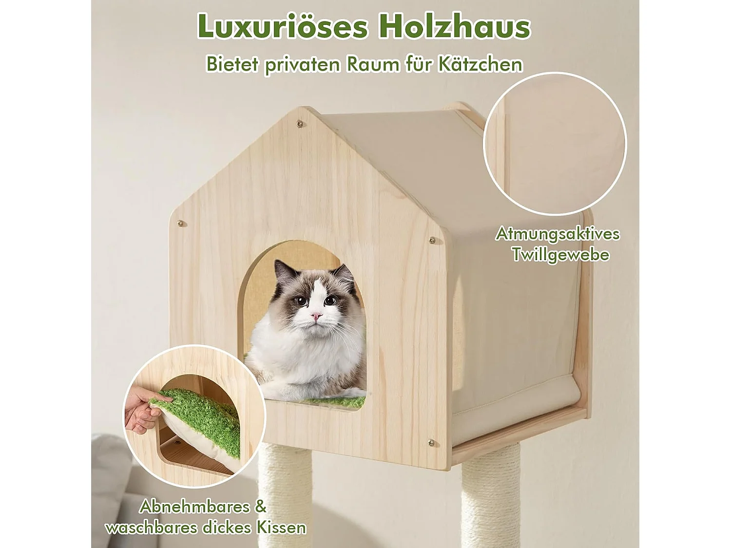 139 cm Katzenbaum mit Sisal-Kratzpfosten & Springplattformen & Liegeplatz & Hängematte