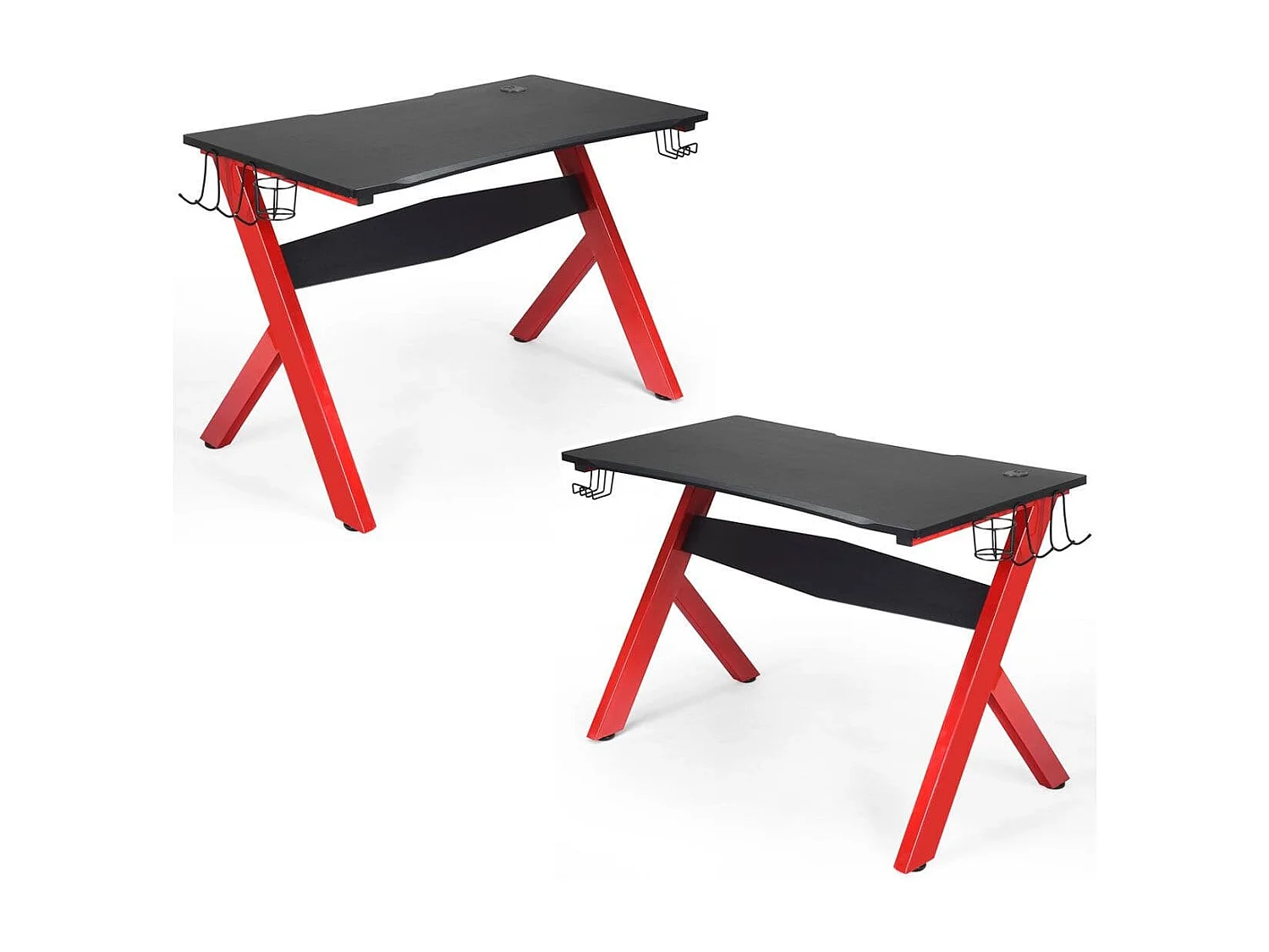 Gamingtisch Computertisch Gaming Schreibtisch mit Tassen- und Kopfhörerhalter und Mauspad für Zuhause Büro Spielzimmer