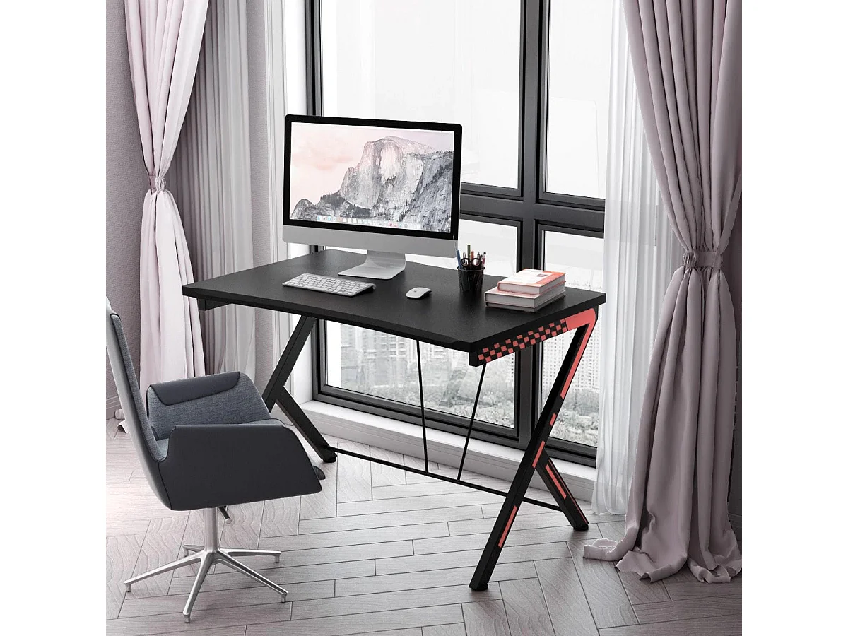 116 cm Gaming-Schreibtisch mit Ergonomischem Design 116 x 75 x 77 cm Schwarz