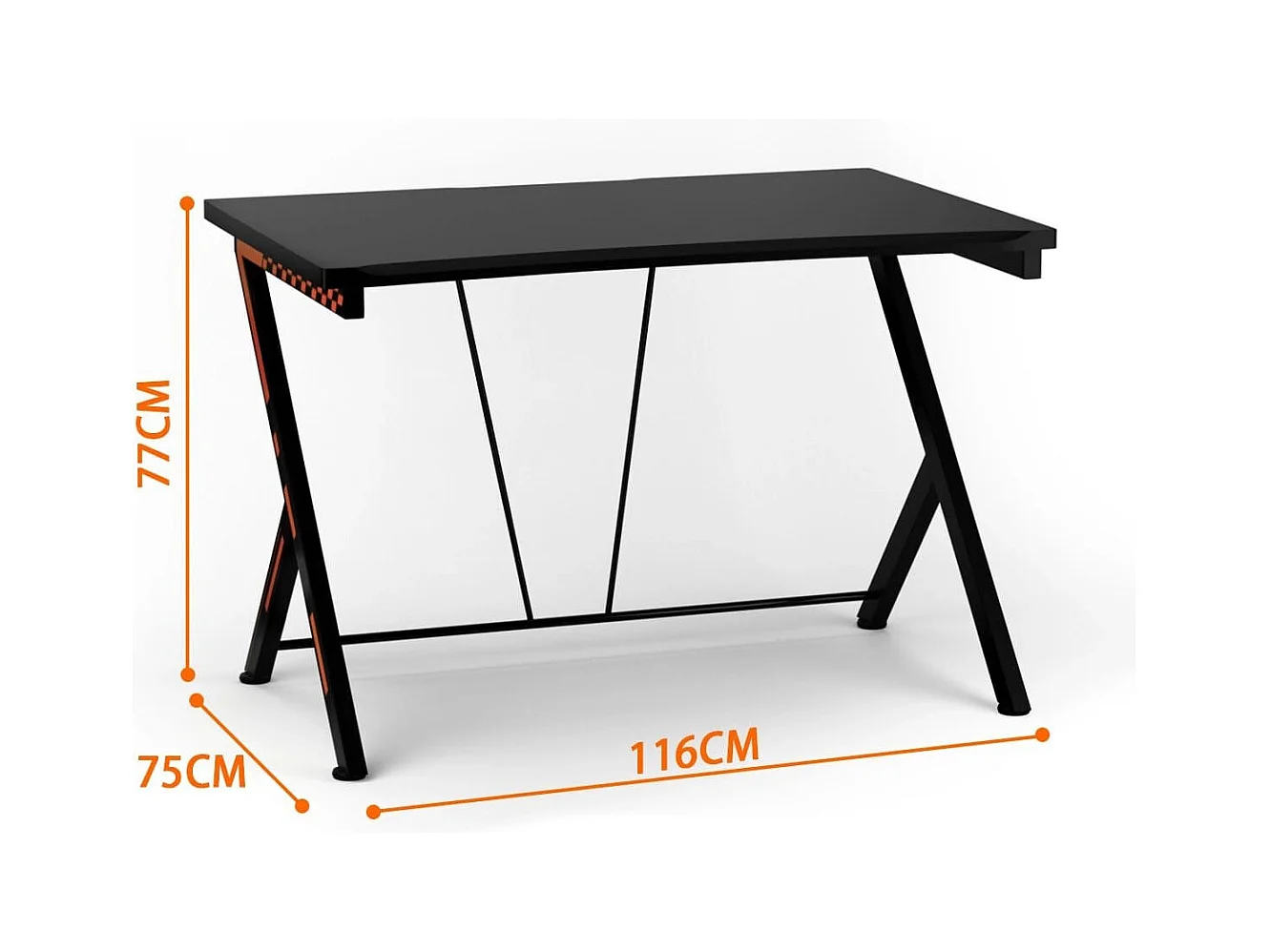116 cm Gaming-Schreibtisch mit Ergonomischem Design 116 x 75 x 77 cm Schwarz