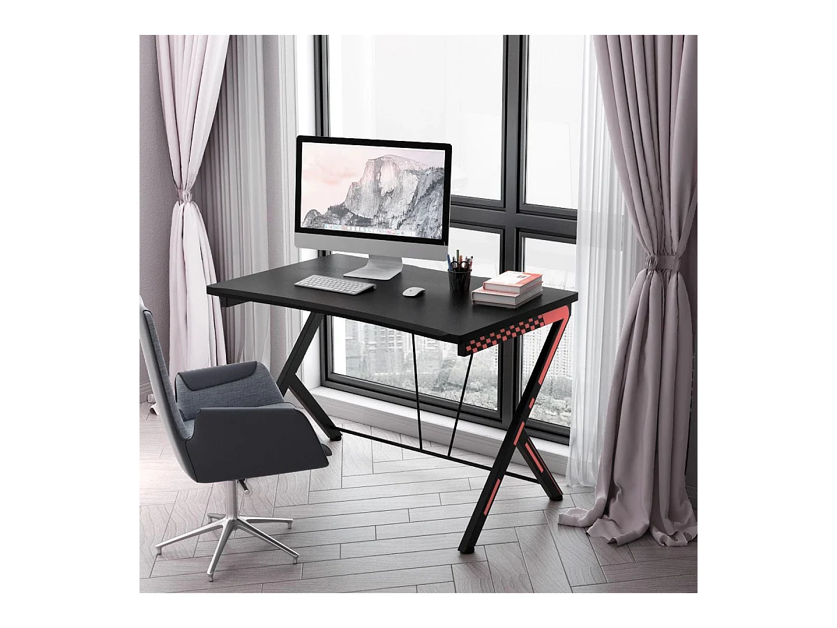 116 cm Gaming-Schreibtisch mit Ergonomischem Design 116 x 75 x 77 cm Schwarz