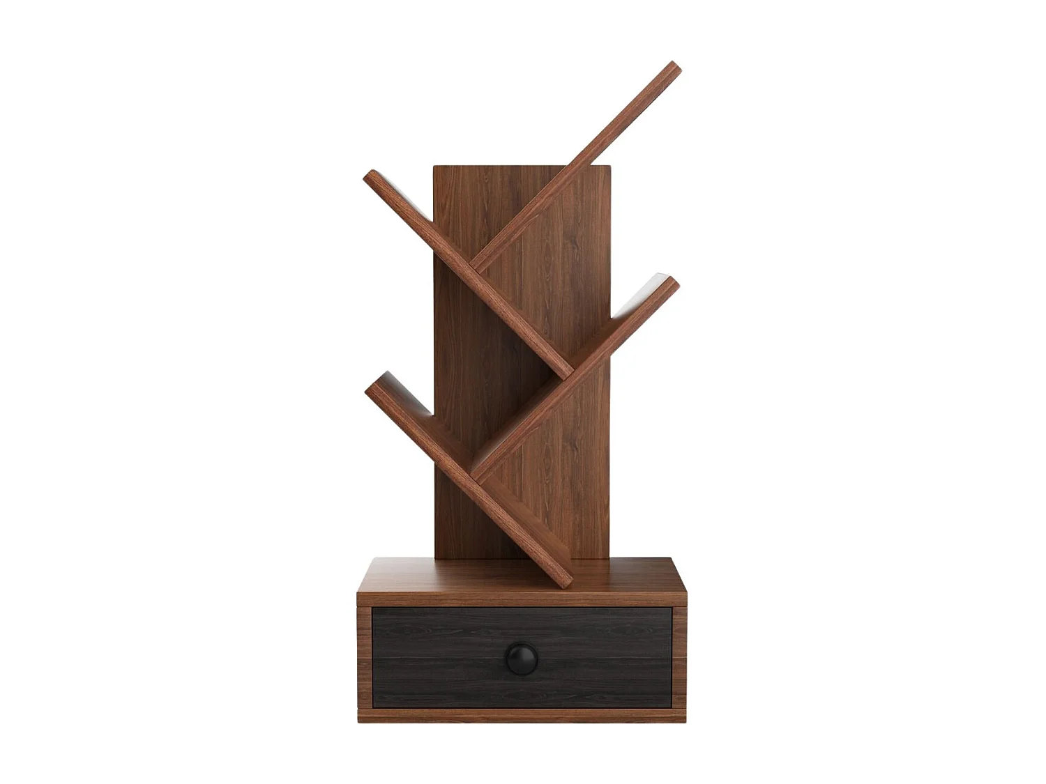 5-stufiges Baum-Bücherregal mit Schublade Mehrzweckregal CD- & DVD-Regal Braun