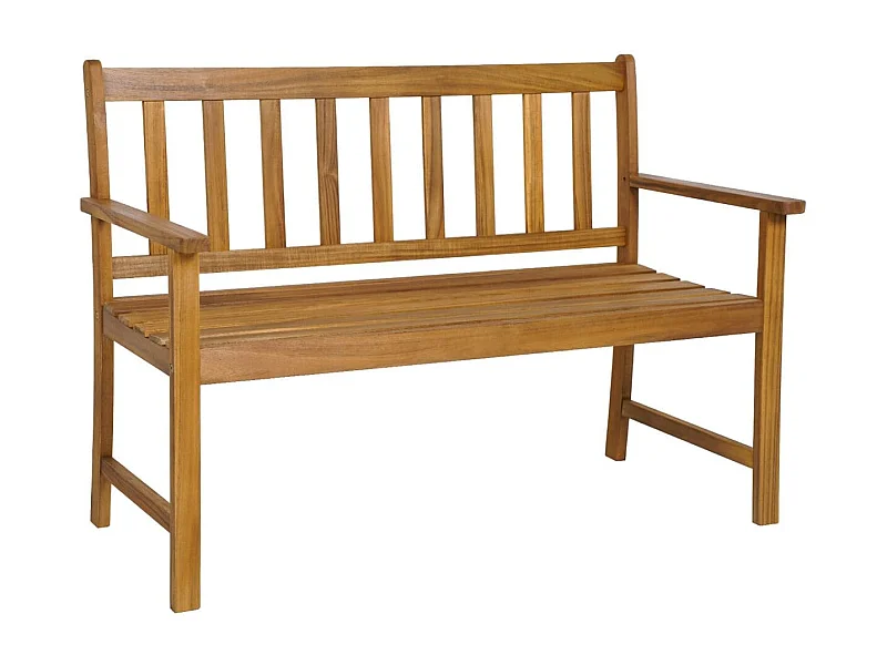 Panchina da esterno a 2 posti con sedile a doghe braccioli e schienale, Panca per veranda giardino 122x56,5x86cm