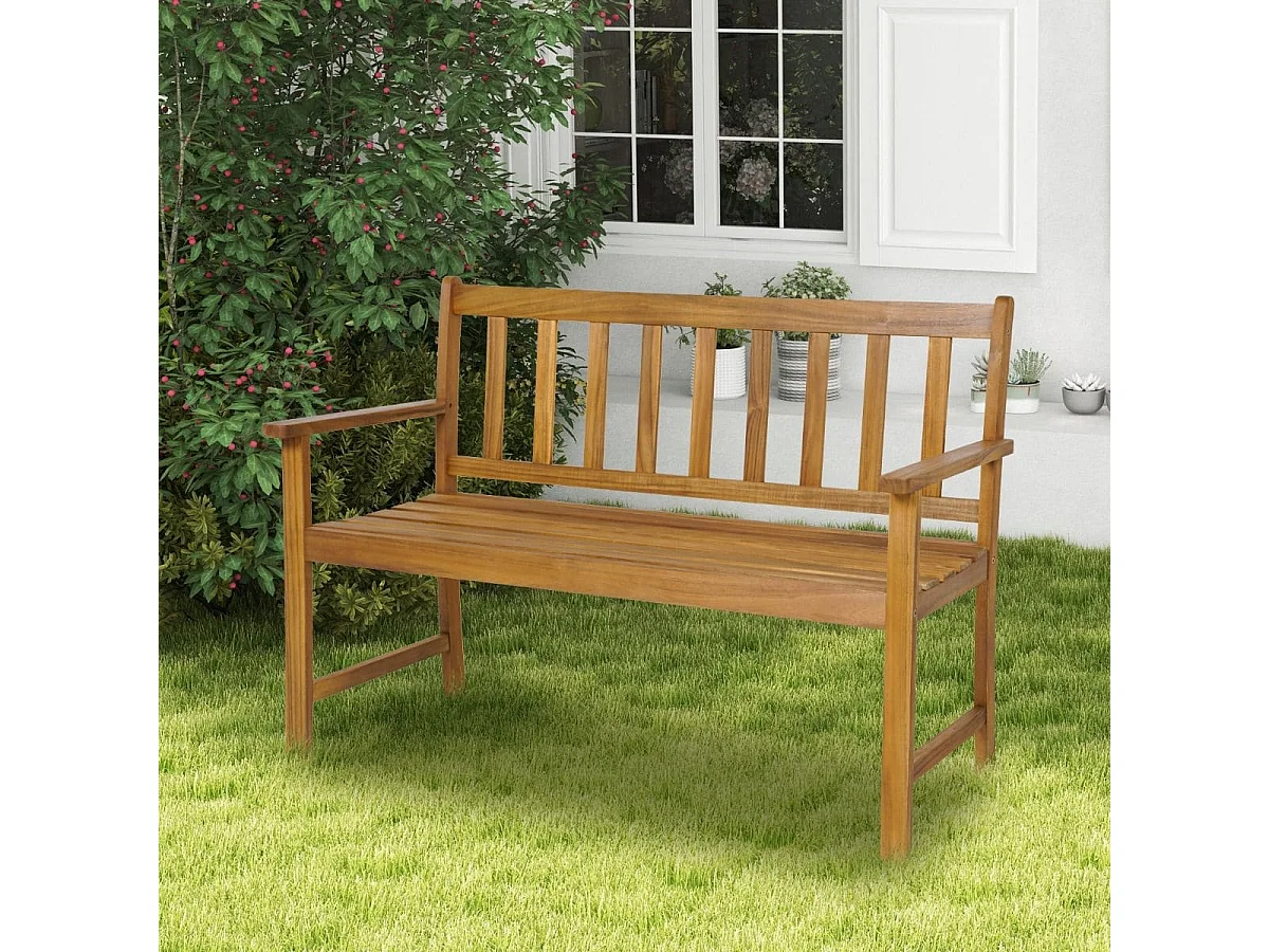 Gartenbank aus Akazienholz bis 360kg Belastbar Massive Holzbank 2 Sitzer Terrassenbank