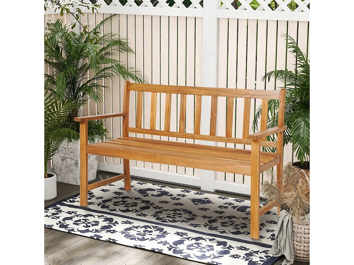 Gartenbank aus Akazienholz bis 360kg Belastbar Massive Holzbank 2 Sitzer Terrassenbank