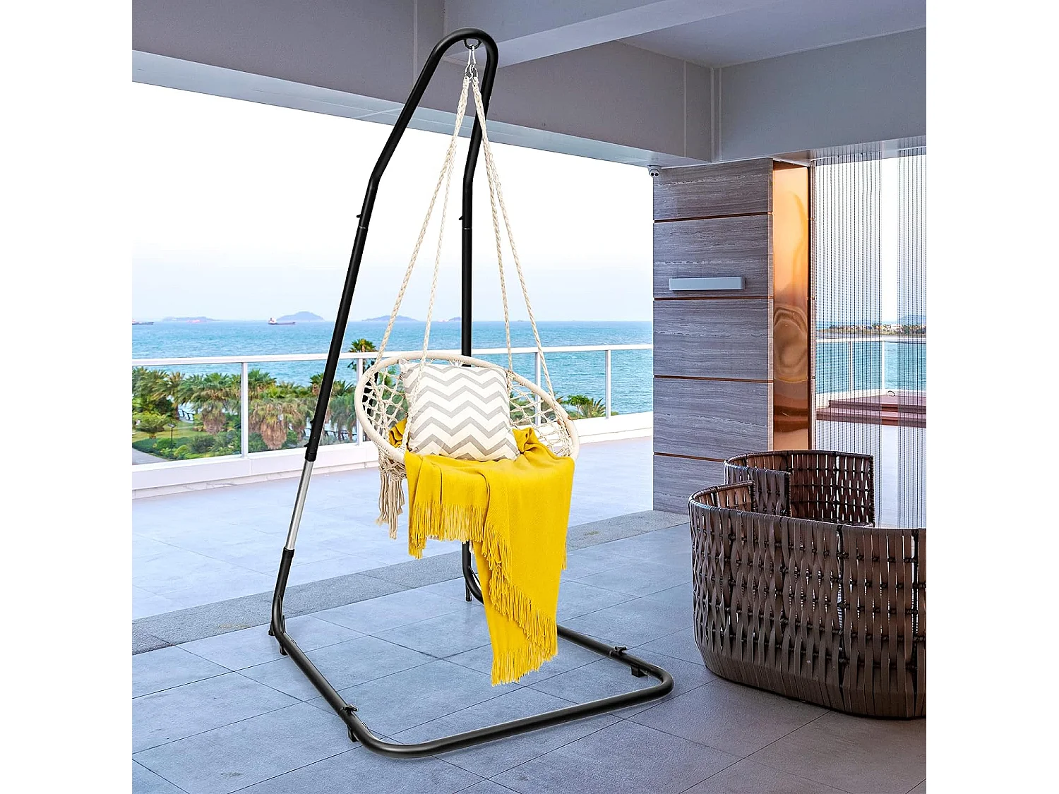 Hängestuhlgestell 150kg Belastbarkeit, Hängesesselgestell Metall, Hängesitzständer Hängestuhlständer, Hängesitz Gestell 195-235cm höhenverstellbar