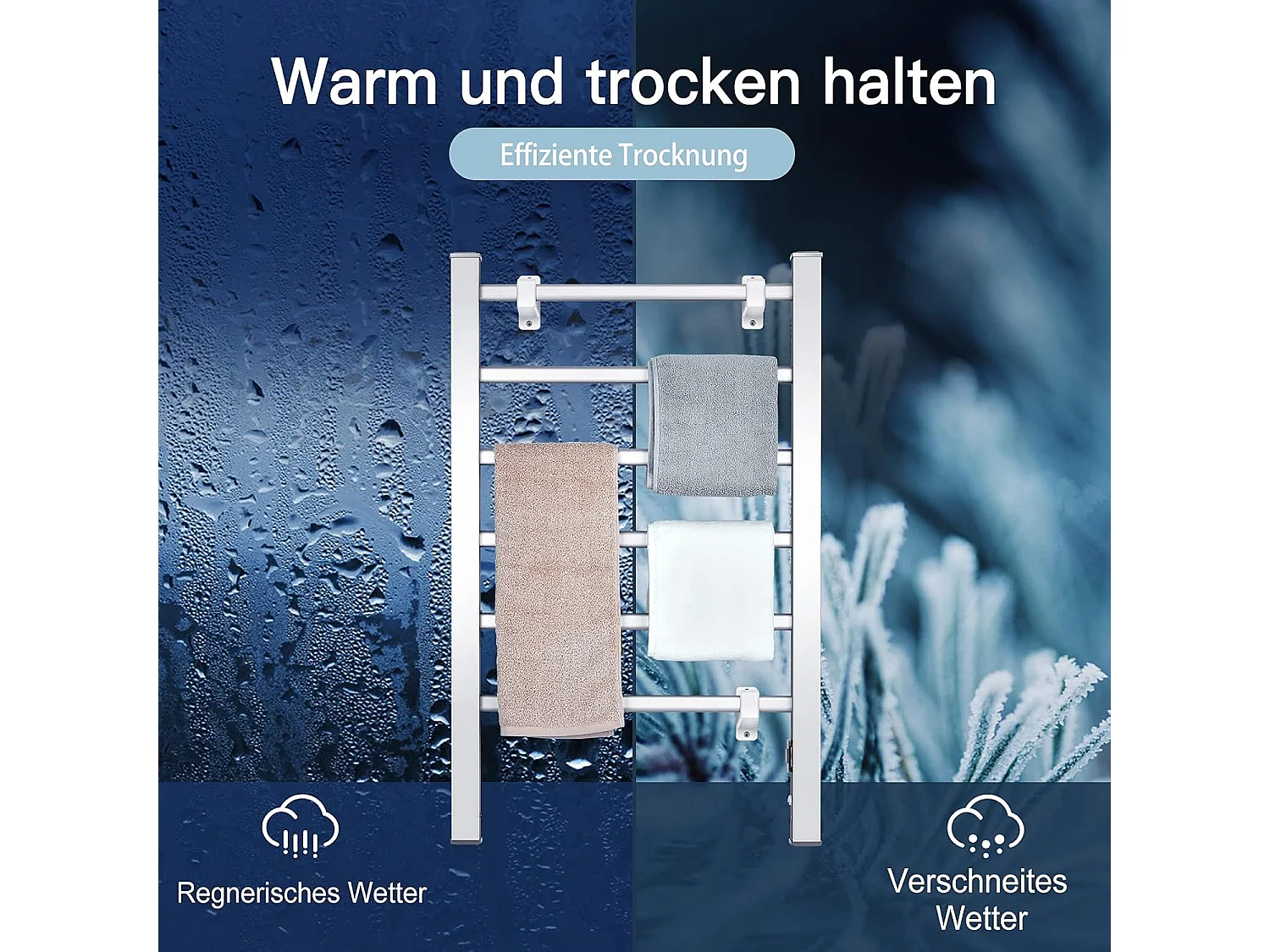 Handtuchhalter Multifunktionaler Elektrischer Handtuchwärmer mit 6 Stangen Silbern