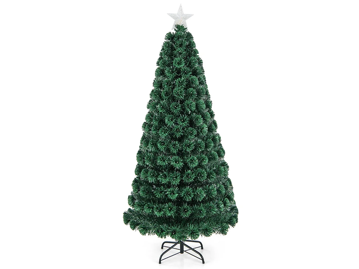 Albero di Natale artificiale con luci a LED e stella, 180 cm