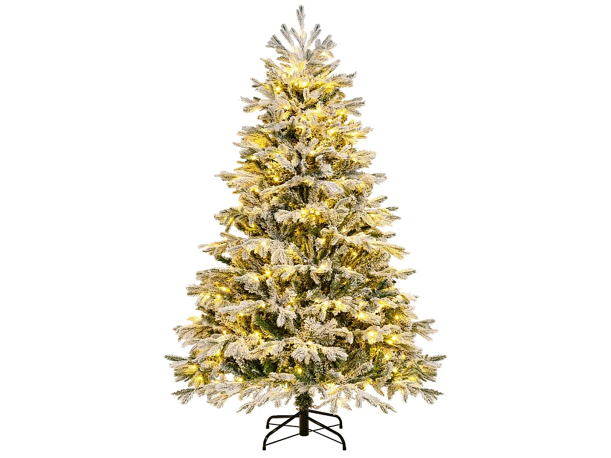 Albero di Natale artificiale con luci a LED e neve artificiale, 180 cm