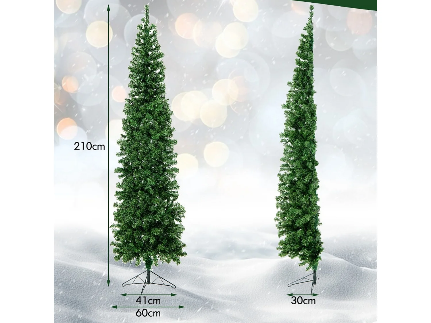 Albero di Natale artificiale con luci LED, 210 cm