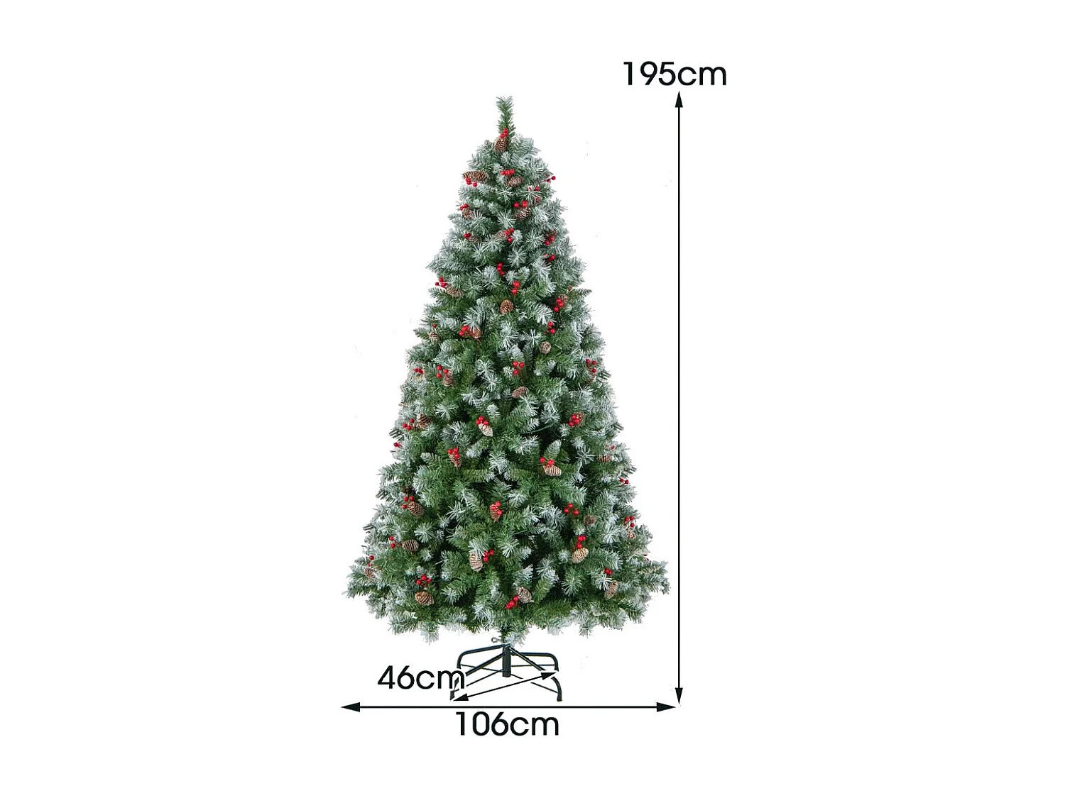 Albero di Natale pre-illuminato da 195cm, Albero artificiale con cerniere luci LED 8 modalità di illuminazione