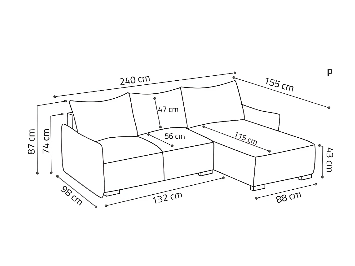 Canapé d'angle convertible FOLIA en L réversible gris clair