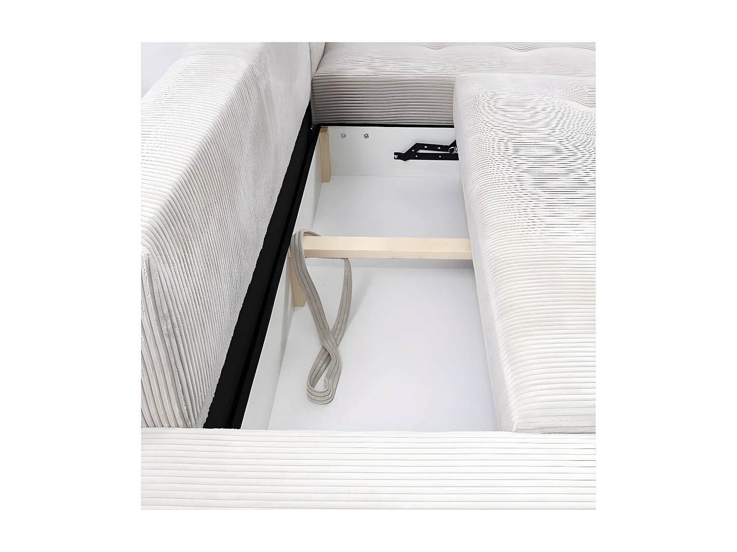 Canapé d'angle convertible MELOTI en velours côtelé beige